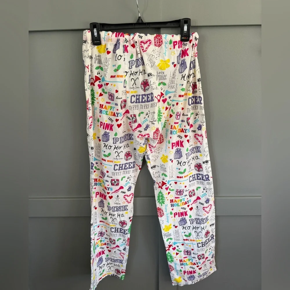 VICTORIA’S SECRET PINK Holiday Winter PJ’s / LOUNGE pants size medium CHEER - Picture 4 of 11